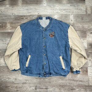 Men’s Campfyre Bomber Jacket Size XXL LA Loving Snap Up Denim Varsity Jacket